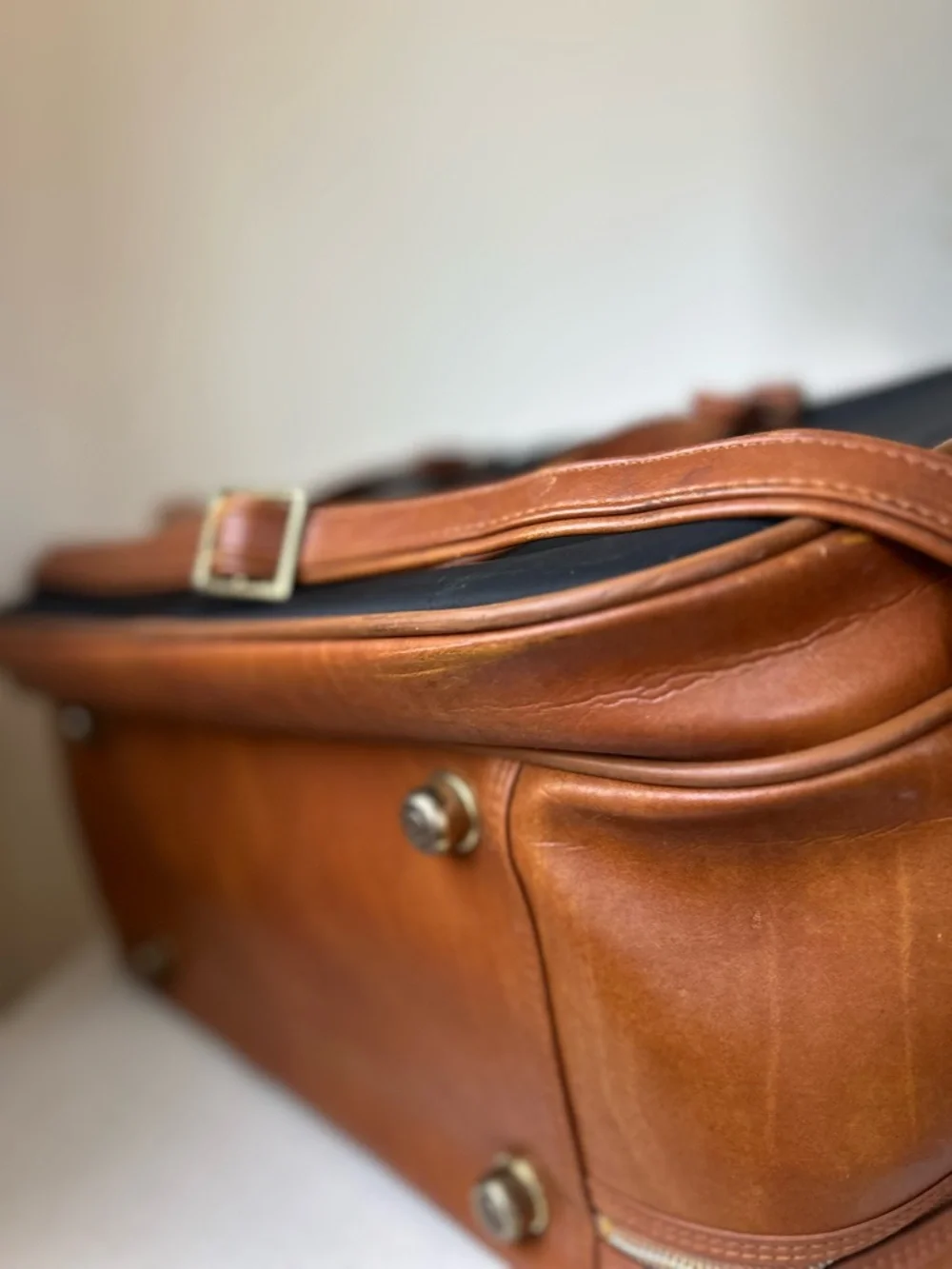Vintage Black & Brown Travel Weekender Bag